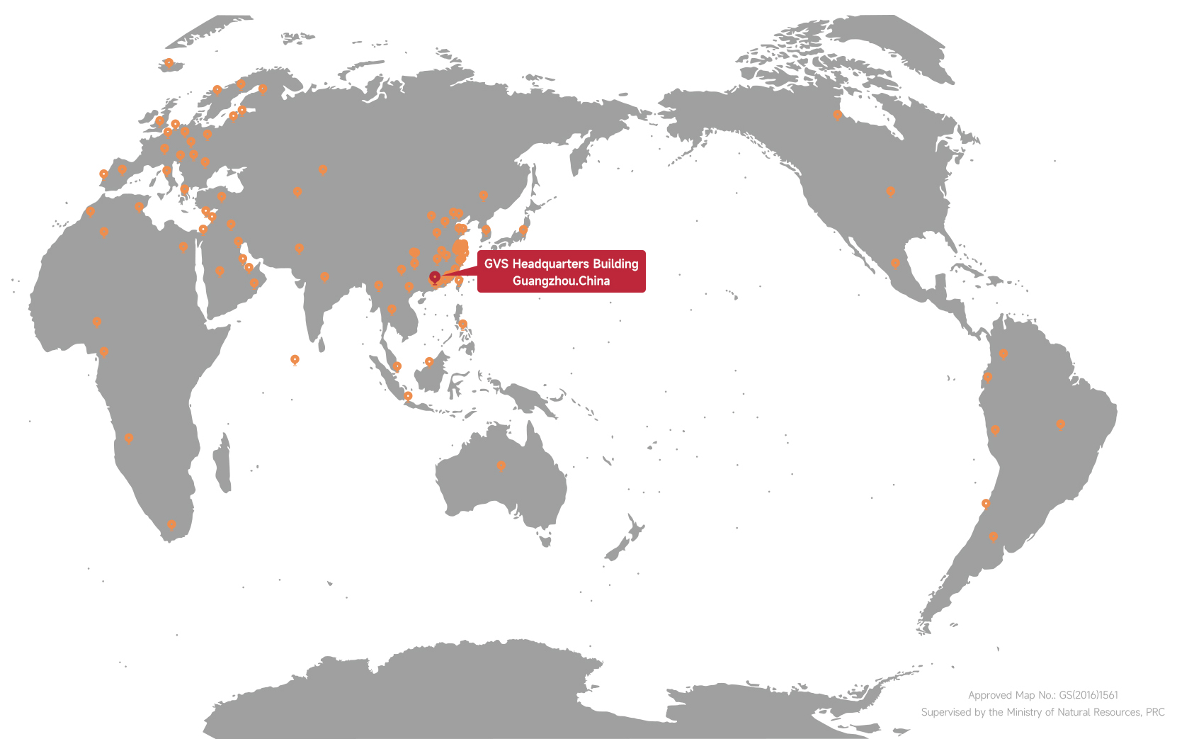 <p>GVS Headquarters: Guangzhou, China<br />Regional Offices: Beijing, Shanghai, Wuhan</p>